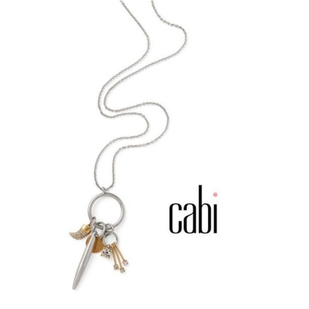 Cabi #2076 Chelsea Charm Necklace Mixed Metal Silver Gold Pendant Long 32" (B)